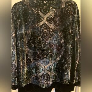 Chico's Velvet Floral Blazer Burnt Velvet